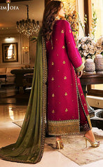 3-piece Unstitched Chiffon Embroidered & Sequence Wedding Dress for Women’s