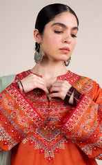 3-piece Unstitched Dhanak Embroidered Dress for Women’s (Winter Collection)