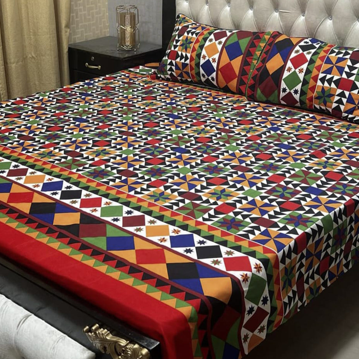 3-Piece Full Printed Cotton Bedsheet - King