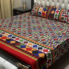3-Piece Full Printed Cotton Bedsheet - King