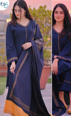 3-piece Unstitched Dhanak Embroidered Dress for Women’s (Women's Winter Clothing)