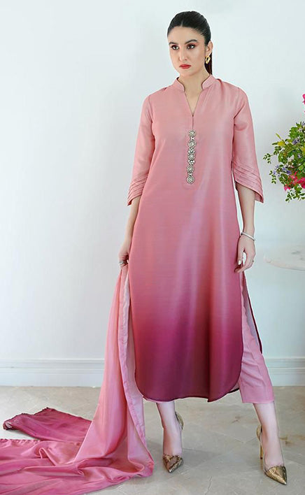 3-piece Unstitched Printed Silk Dress for Women’s