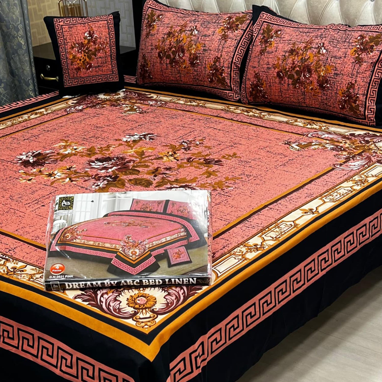 4-Piece 3D Pannel Crystal Cotton Bedsheet - King