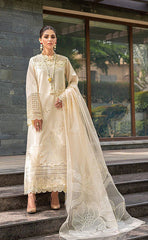 3-piece Unstitched Cotton Lawn Chikankari Embroidered Patch Work Dress for Women’s