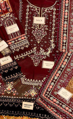 3-piece Unstitched Heavy Chiffon Embroidered with Spengle Work Dress for Women's (Women's Clothing)