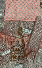 3-piece Unstitched Net Embroidered with Embellished Sequence Hand Work Dress for Women's (Women's Maxi Clothing)