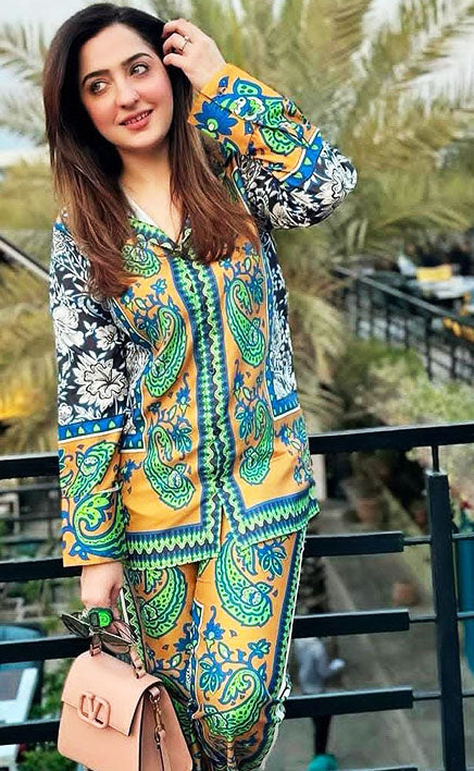3-piece Unstitched Digital Printed Shamooz Silk Dress for Women’s