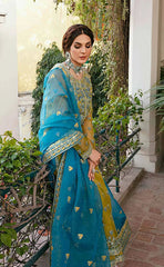 3-piece Unstitched Organza Embroidered Sequence Moti Work Dress for Women’s