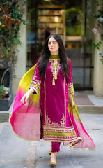 3-piece Unstitched Dhanak Heavy Embroidered Dress for Women’s (Women's Winter Clothing)