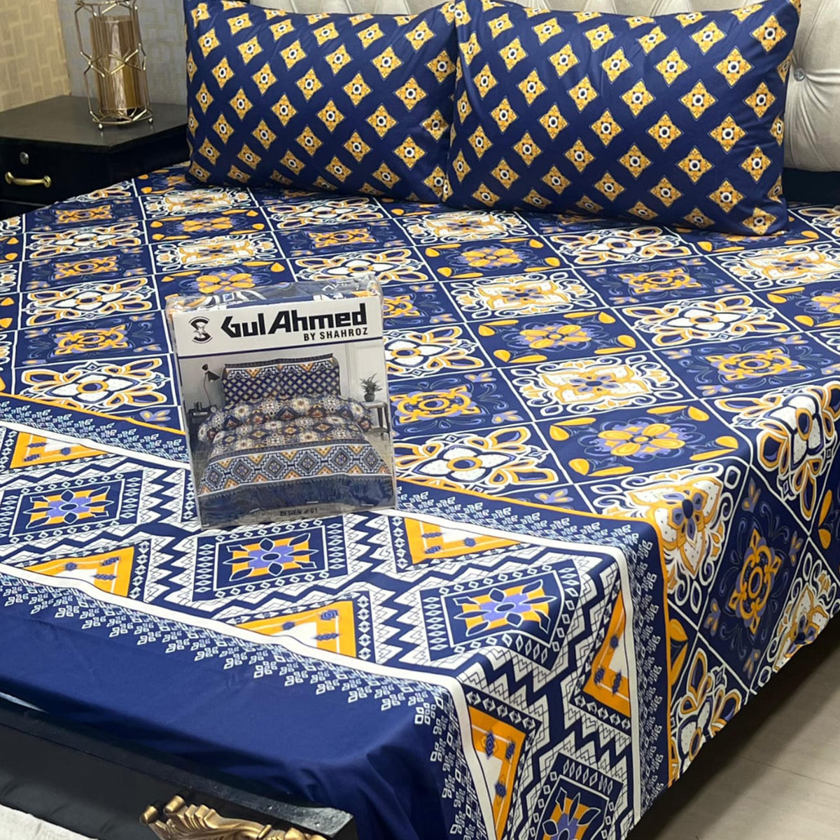 3-Piece Full Printed Cotton Mix Bedsheet - King