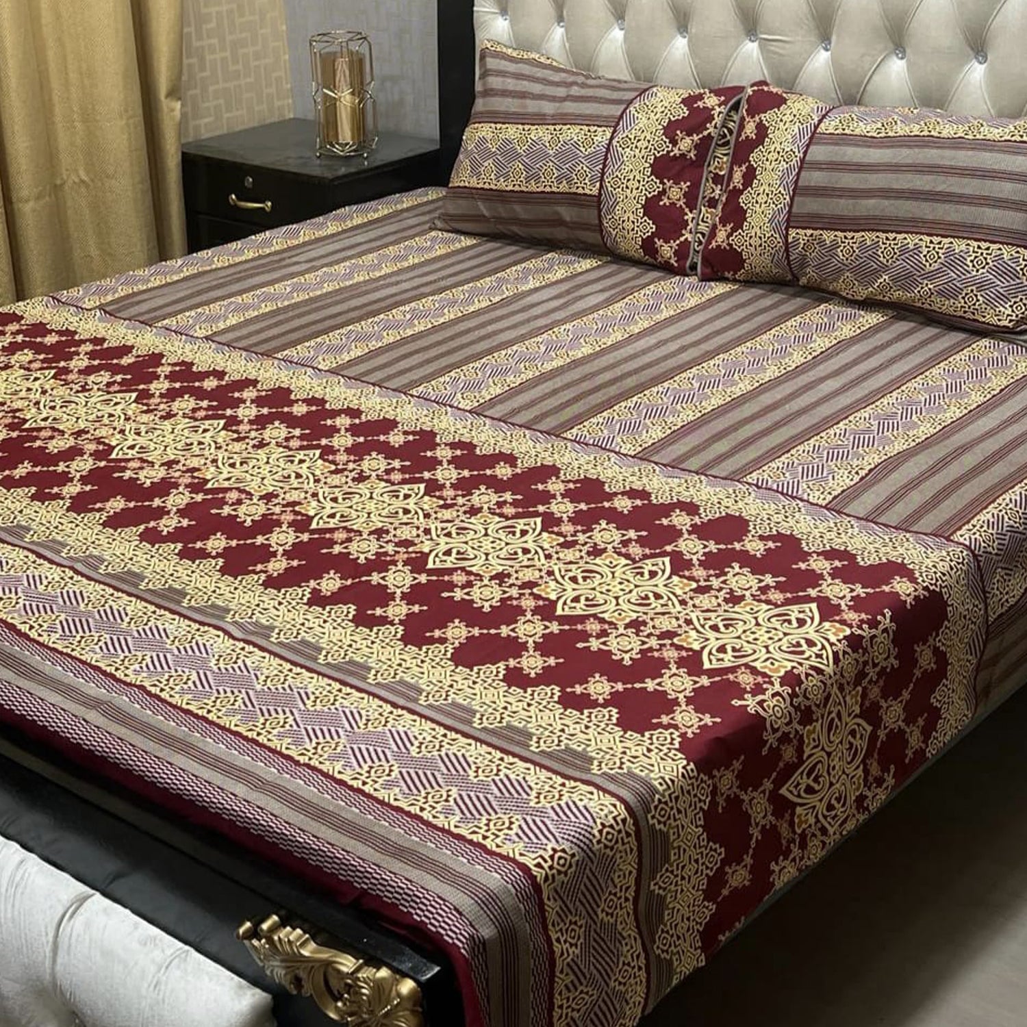 3-Piece Full Printed Cotton Bedsheet - King