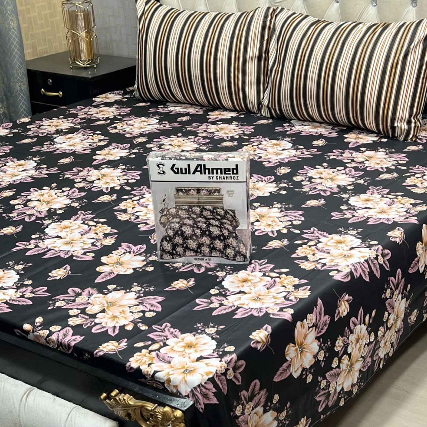 3-Piece Full Printed Cotton Mix Bedsheet - King