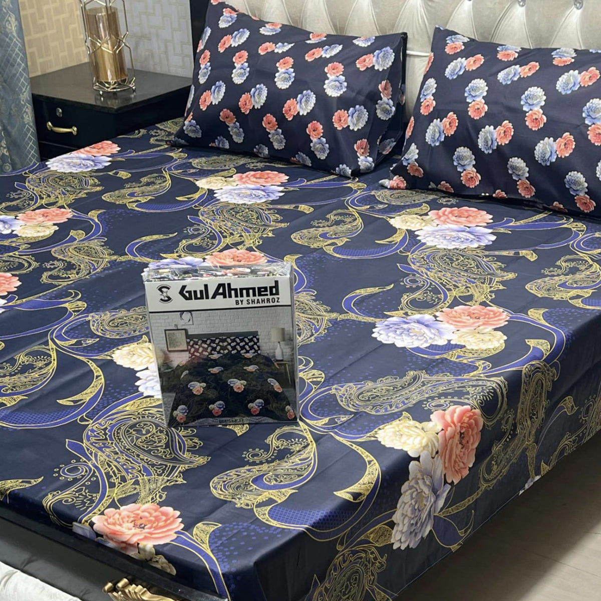 3-Piece Full Printed Cotton Mix Bedsheet - King