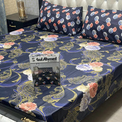 3-Piece Full Printed Cotton Mix Bedsheet - King