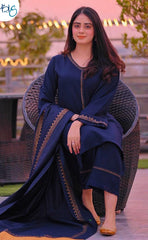 3-piece Unstitched Dhanak Embroidered Dress for Women’s (Women's Winter Clothing)