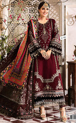 3-piece Unstitched Heavy Chiffon Embroidered with Spengle Work Dress for Women's (Women's Clothing)