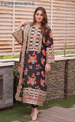 3-piece Unstitched Digital Printed Linen Suit for Women’s (Women's Linen Collection)