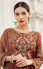 3-piece Unstitched Heavy Chiffon Embroidered Dress for Women’s (Women's Clothing)