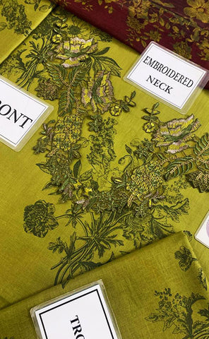 3-piece Unstitched Digital Printed Lawn Embroidered Patch Work Dress for Women’s