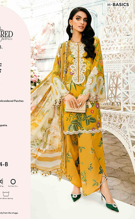 3-piece Unstitched Lawn Embroidered Dress for Women's