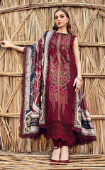 3-piece Unstitched Cotton Embroidered Patch Work Dress for Women’s