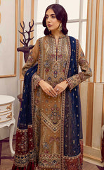 3-piece Unstitched Organza Embroidered Dress for Women’s (Women's Party Wear Clothing)