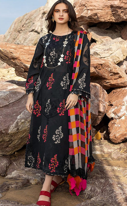 3-piece Unstitched Over All Printed Lawn Dress for Women’s