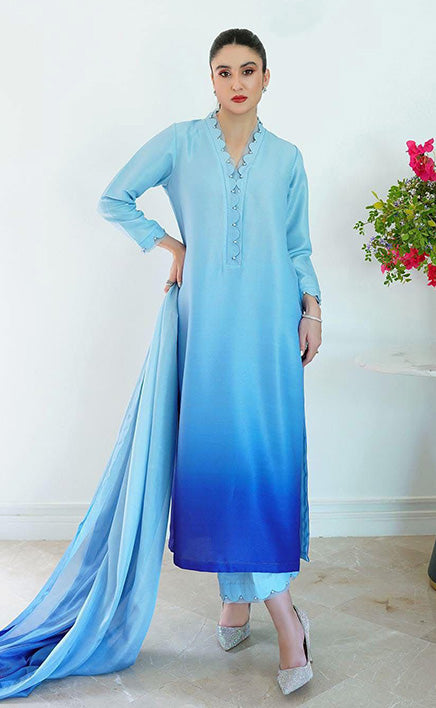 3-piece Unstitched Printed Silk Dress for Women’s
