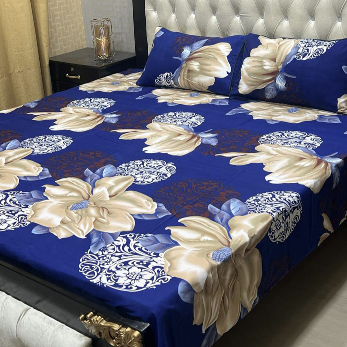 3-Piece Full Printed Cotton Bedsheet - King
