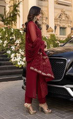 3-piece Unstitched Fully Heavy Chiffon Embroidered with Patch Work Dress for Women’s (Women's Clothing)