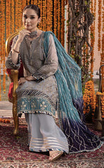 3-piece Unstitched Chiffon Embroidered Dress for Women’s (Women's Clothing)