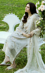 3-piece Unstitched Chikankari Embroidered Lawn Cotton Dress for Women’s