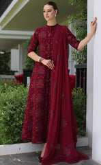 3-piece Unstitched Lawn Embroidered Patch Work Dress for Women’s