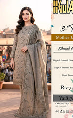 3-piece Unstitched Dhanak Embroidered Dress for Women’s (Dhanak Collection)