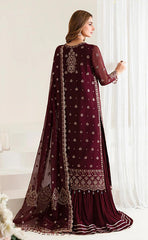 3-piece Unstitched Chiffon with Silk Gharara Trouser Dress for Women’s