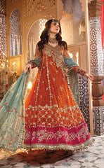 3-piece Unstitched Net Maxi Embroidered with Handwork Embellished Dress for Women's (Women's Clothing)