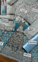 3-piece Unstitched Net Embroidered with Embellished Sequence Hand Work Dress for Women's (Women's Maxi Clothing)