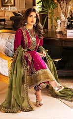 3-piece Unstitched Chiffon Embroidered & Sequence Wedding Dress for Women’s