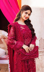 3-piece Unstitched Net Embroidered and Hand Work Luxury Dress for Women's