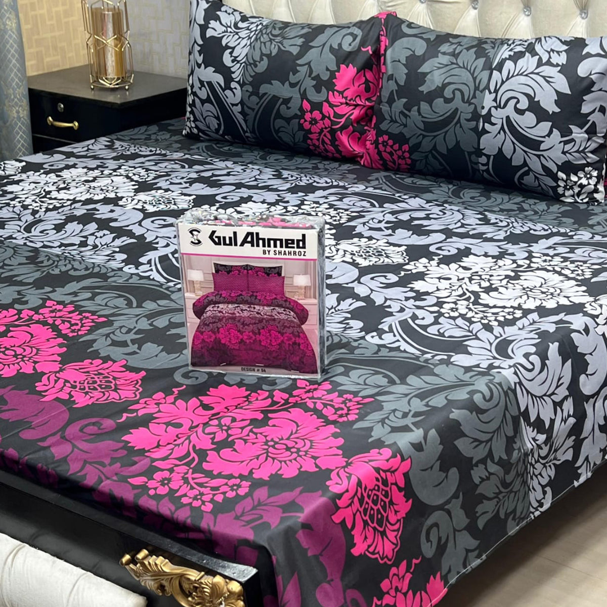 3-Piece Full Printed Cotton Mix Bedsheet - King