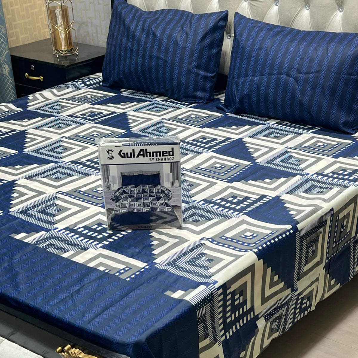 3-Piece Full Printed Cotton Mix Bedsheet - King