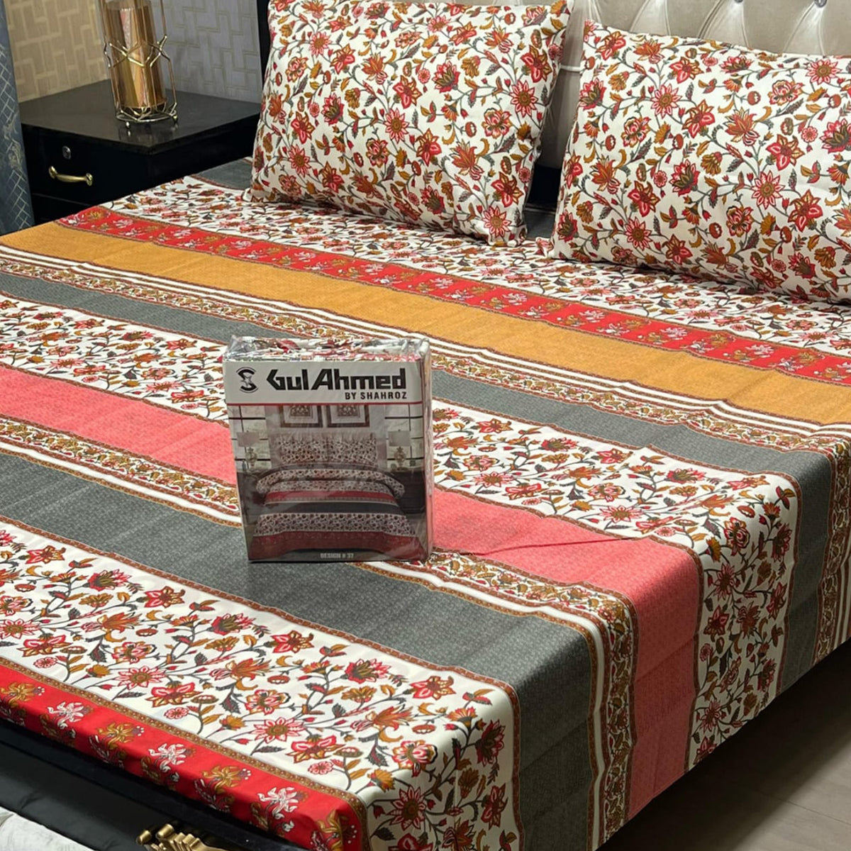 3-Piece Full Printed Cotton Mix Bedsheet - King