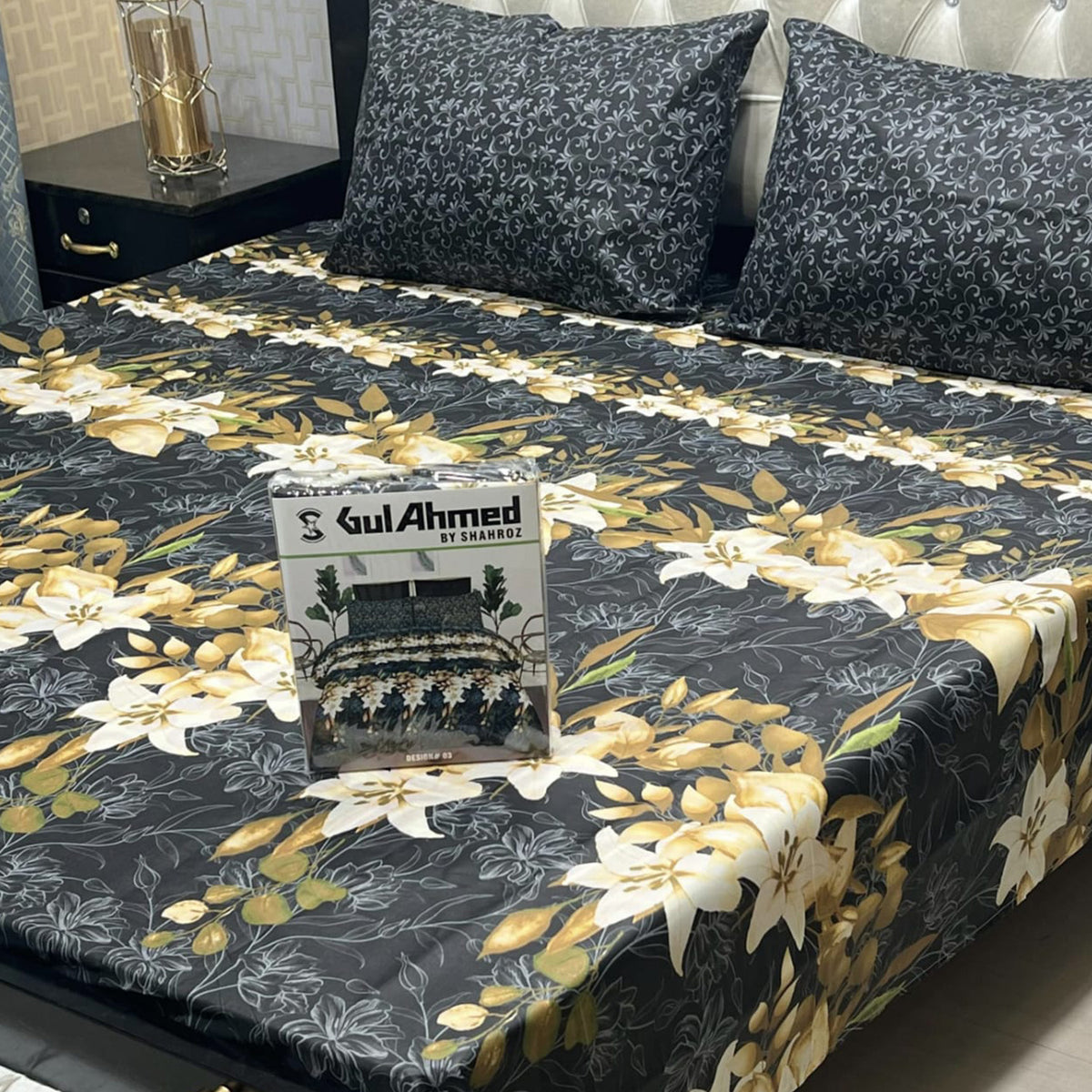 3-Piece Full Printed Cotton Mix Bedsheet - King