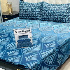 3-Piece Full Printed Cotton Mix Bedsheet - King