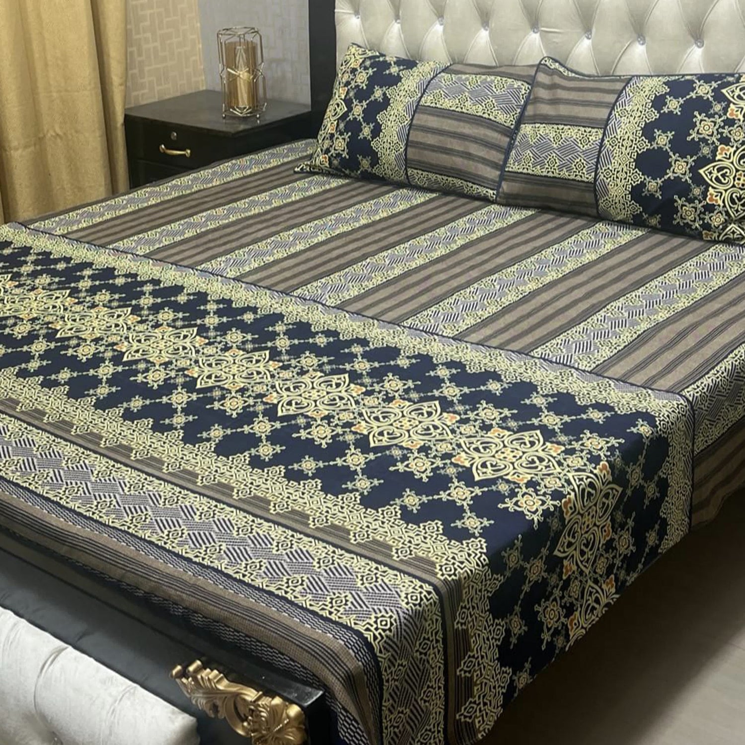 3-Piece Full Printed Cotton Bedsheet - King