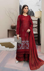 3-piece Unstitched Slub Viscose Embroidered Dress for Women’s (Women's Clothing)