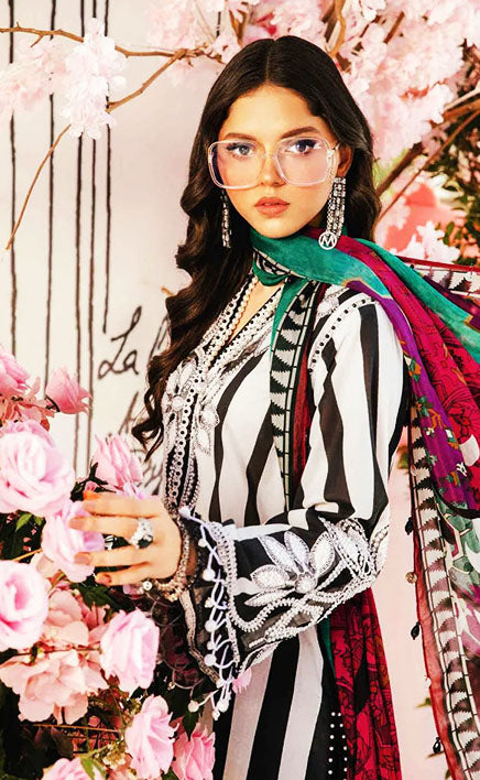 3-piece Unstitched Digital Printed Embroidered Lawn Patch Work Dress for Women’s