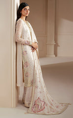 3-piece Unstitched Chiffon Fully Heavy Embroidery with Back Border for Women's