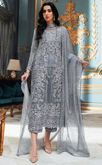 3-piece Unstitched Net Embroidered with Sequence Dress Luxury for Women’s