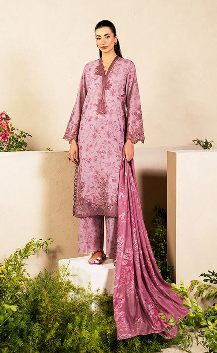 3-piece Unstitched Printed Lawn Embroidered Patch Work Dress for Women’s